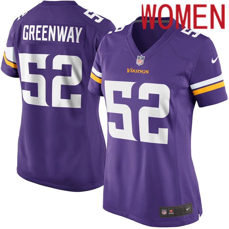Women Minnesota Vikings #52 Chad Greenway Nike Purple Game NFL Jersey->women nfl jersey->Women Jersey